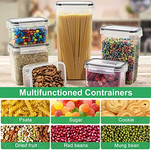 Boite de Rangement Cuisine Lot de 20,Bocaux Hermetiques Alimentaires en Plastique Scellée avec Couvercle,avec Couvercle,Autocollants,Cuillères,pour Stocker Les cereales,farine,pâtes – Image 4