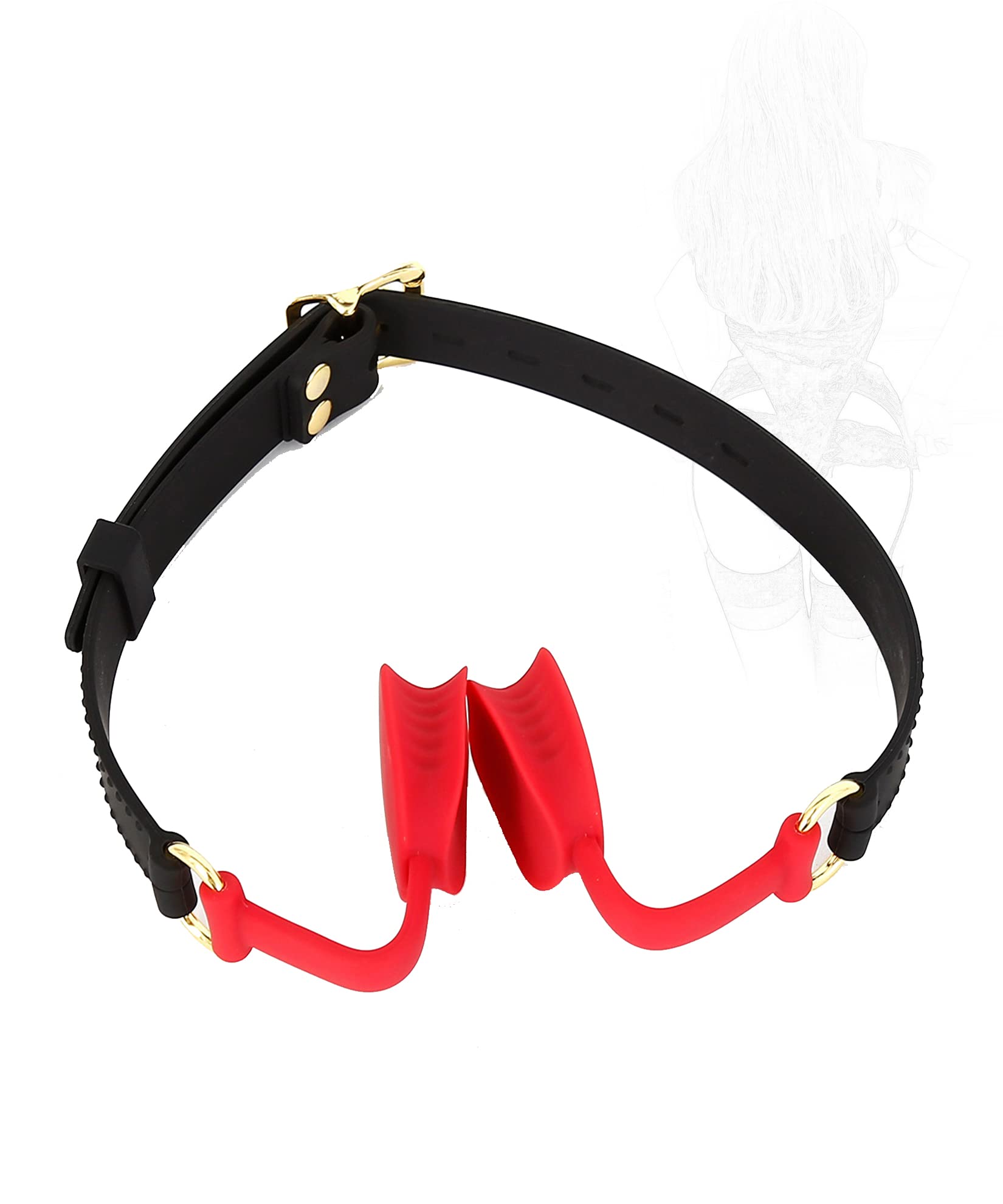 Knebel Mund Geschirr Mundöffnen Lippenspreizer Mundknebel Silikon Sex SM Fetisch Fesseln Kugelknebel Mouth Rollenspiel Mundspreizer BDSM Erotik Sexspielzeug Einstellbar für Paare (Color : Rot)