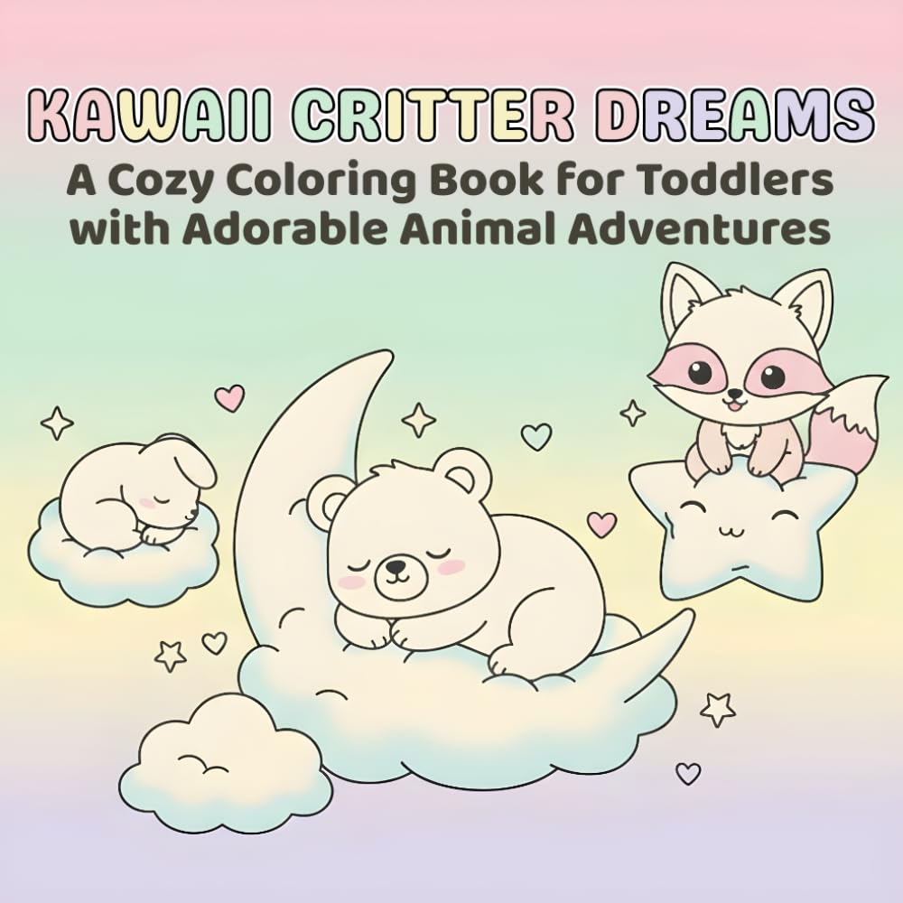 Kawaii Critter Dreams: A Cozy Coloring Book for Toddlers with Adorable Animal Adventures