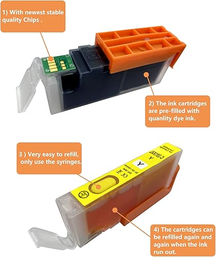 Miniatura 5 de Cartucho de tinta recargable completo para Canon PGI-150 CLI-151, funciona con impresoras Pixma IP7210 MG5410 MX721 MX921 MG5510 IX6810