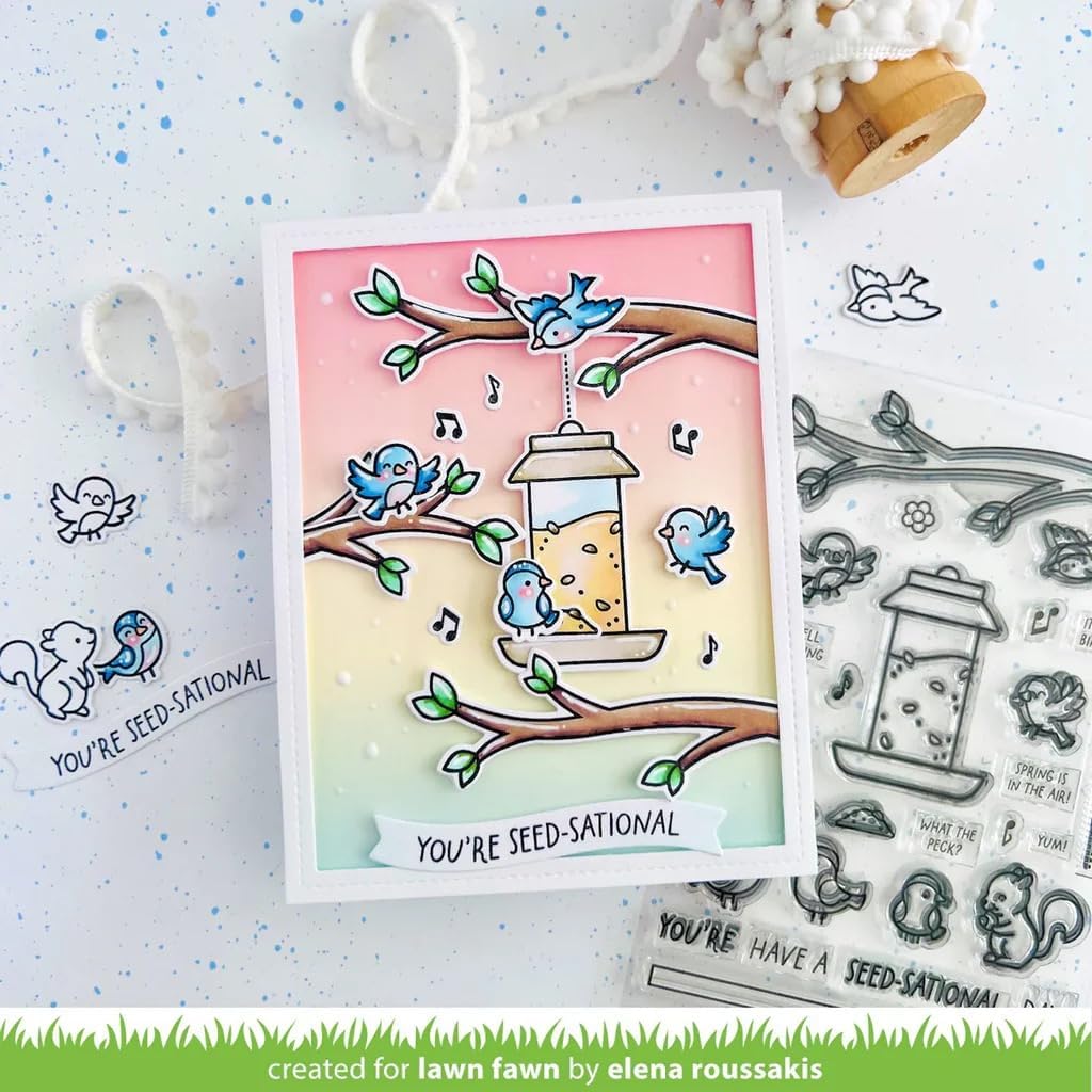 Lawn Fawn Backyard Bird Feeder Stamps, Dies, Coloring Stencils & Pocket
