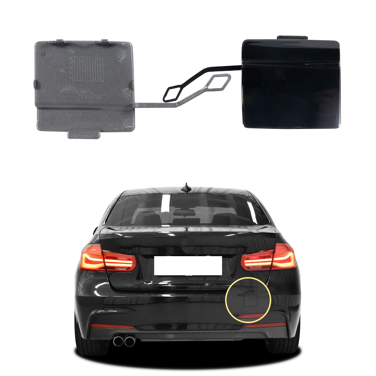 Goholy Car Rear Bumper Tow Hook Cover Compatible with BMW 3 Series F30 M-Sport 2013 2014 2015 2016 2017 2018 320i 325d 328i Trailer Cover Cap