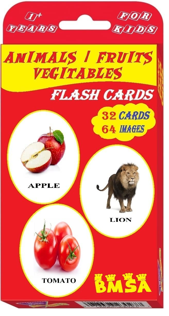 Vegetables, Fruits & Animals Flash Cards for Kids - 32 Cards & 64 Images | Early Learning for Kinder Garden (B09N1NBP5T) Amazon Price History, Amazon Price Tracker