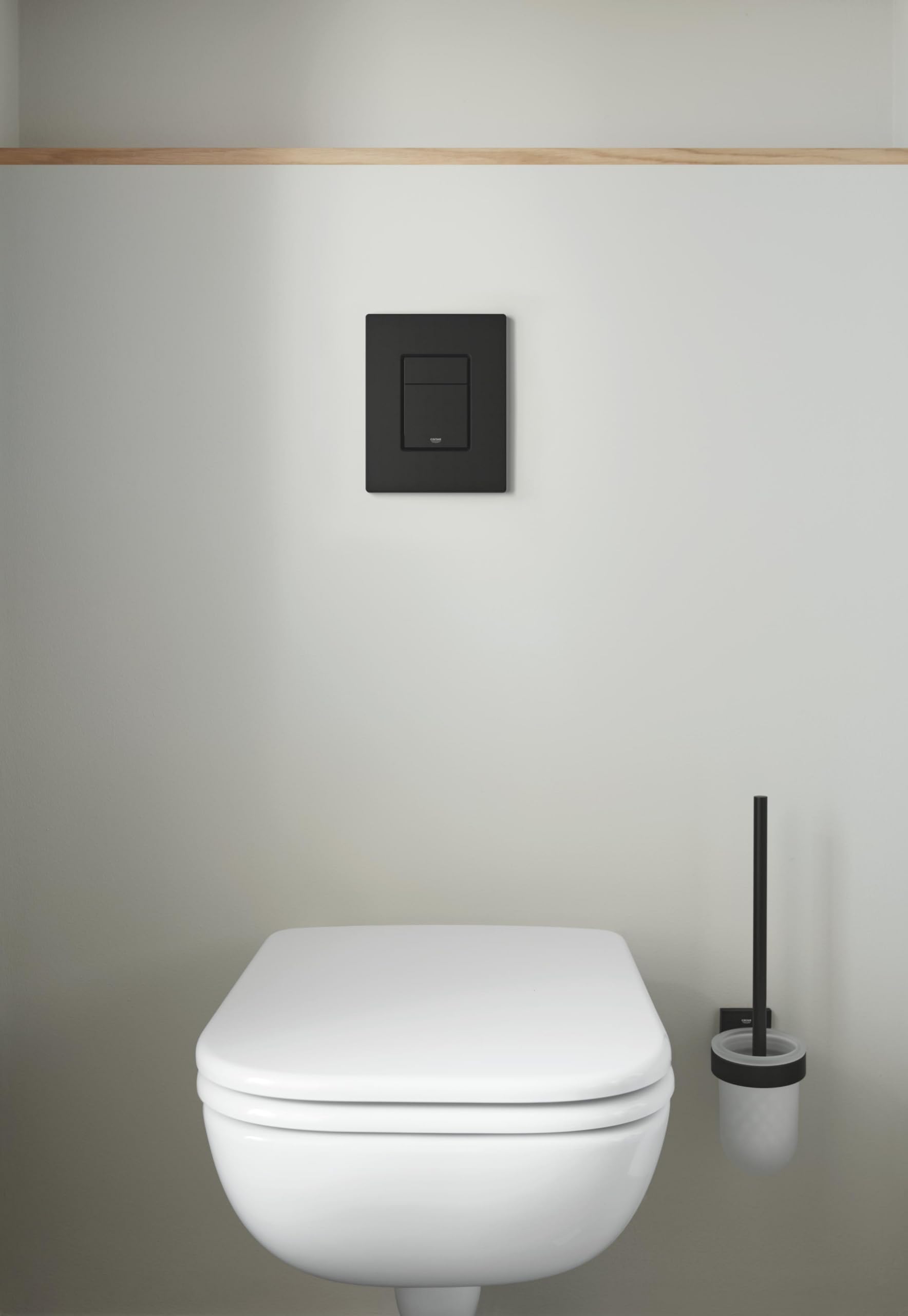 GROHE Even Plaque de Commande, Double Touche Interrompable, Economie d'Eau, Montage Horizontal ou Vertical, ABS, Noir Mat, 389662430