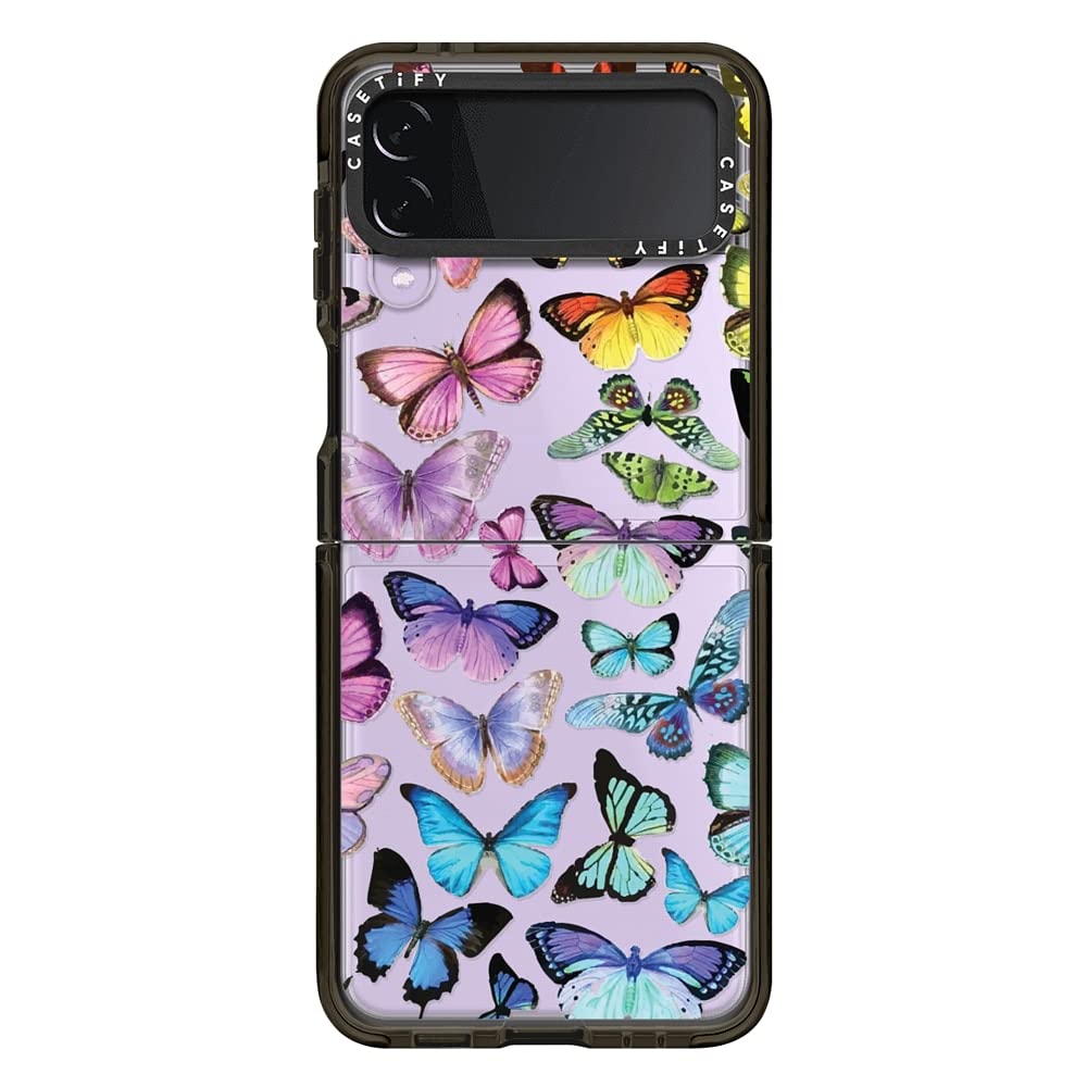 CASETiFY Impact Case for Galaxy Z Flip 3 - Butterfly Rainbow - Clear Black