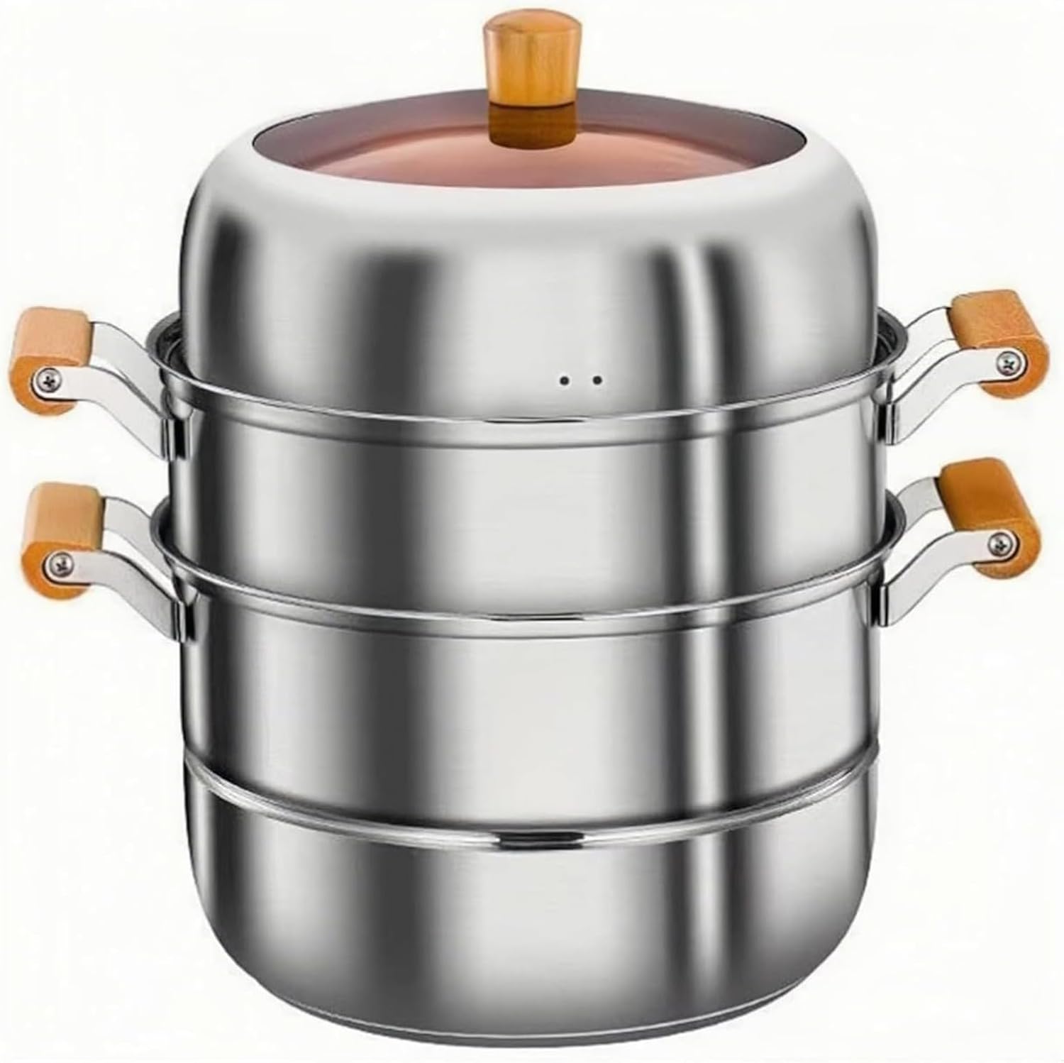 三層ステンレス蒸し器 32cm 食品グレード 大容量 家庭用 調理鍋 上下同時調理 ヘルシー調理 野菜・肉・魚・点心に 省スペース