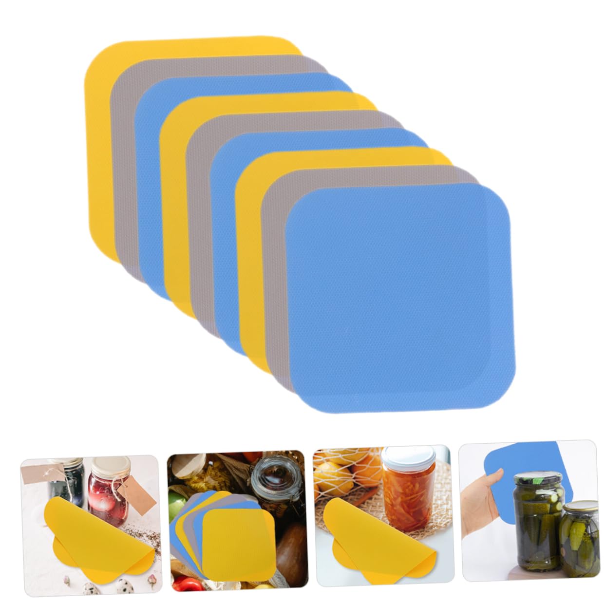 Alipis 5 Set Tappetini Antiscivolo Per Aprire Barattoli E Bottiglie Pad Gomma Per Apertura Coperchi Resistente Al Calore E All Aggressione Colori Blu E Giallo Per Cucina E Uso 9 Pezzi*5