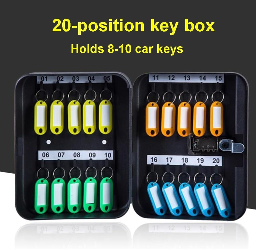 Steel Combination Lock Key Cabinet, Security Storage Box, Up to 20 Keys, Home Car Key Storage Management Box