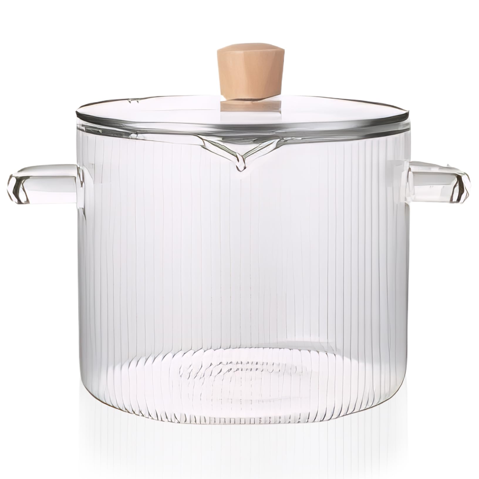 Pentola in vetro con coperchio Pentola in vetro borosilicato resistente al calore da 2, 3 l/78 oz con manici Pentole trasparenti Cuocere a fuoco lento per zuppe latte Alimenti per bambini, a