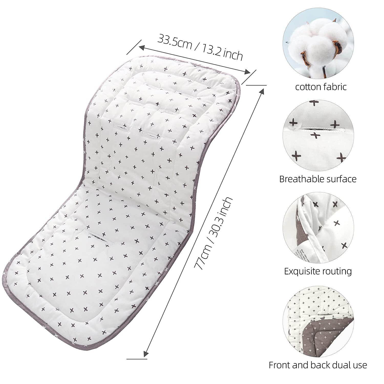 EUBUY Baby Carriage Cushion, Baby Stroller Cushion, Breathable Stroller Seat Liners, Breathable and Soft Newborn Stroller Pad for Newborn Infants Baby Bed Car Interior Baby Seat