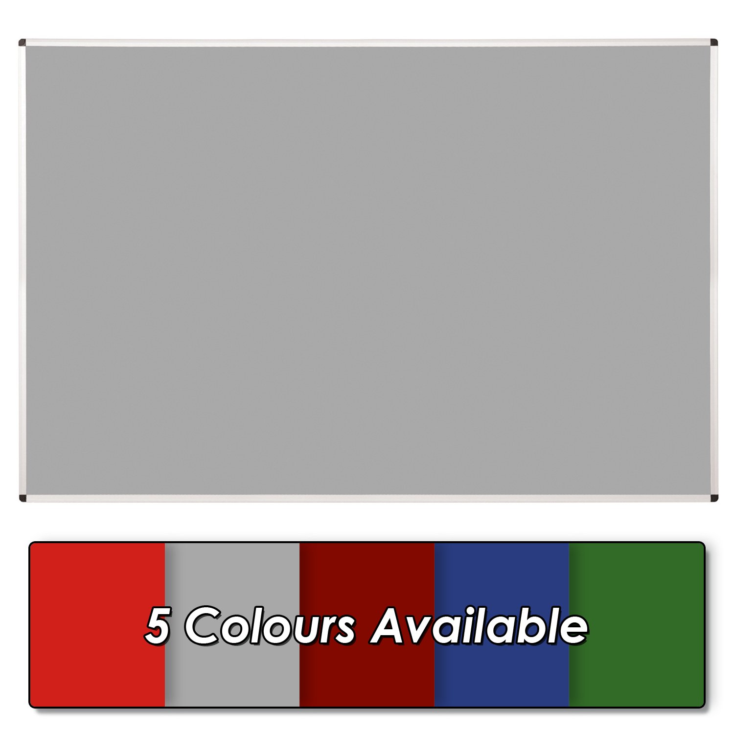 Wonderwall Large Felt Display Noticeboard 180 x 120cm with Aluminium Frame - 6 Colours to Choose from, Including (Light Grey) - for Office, School