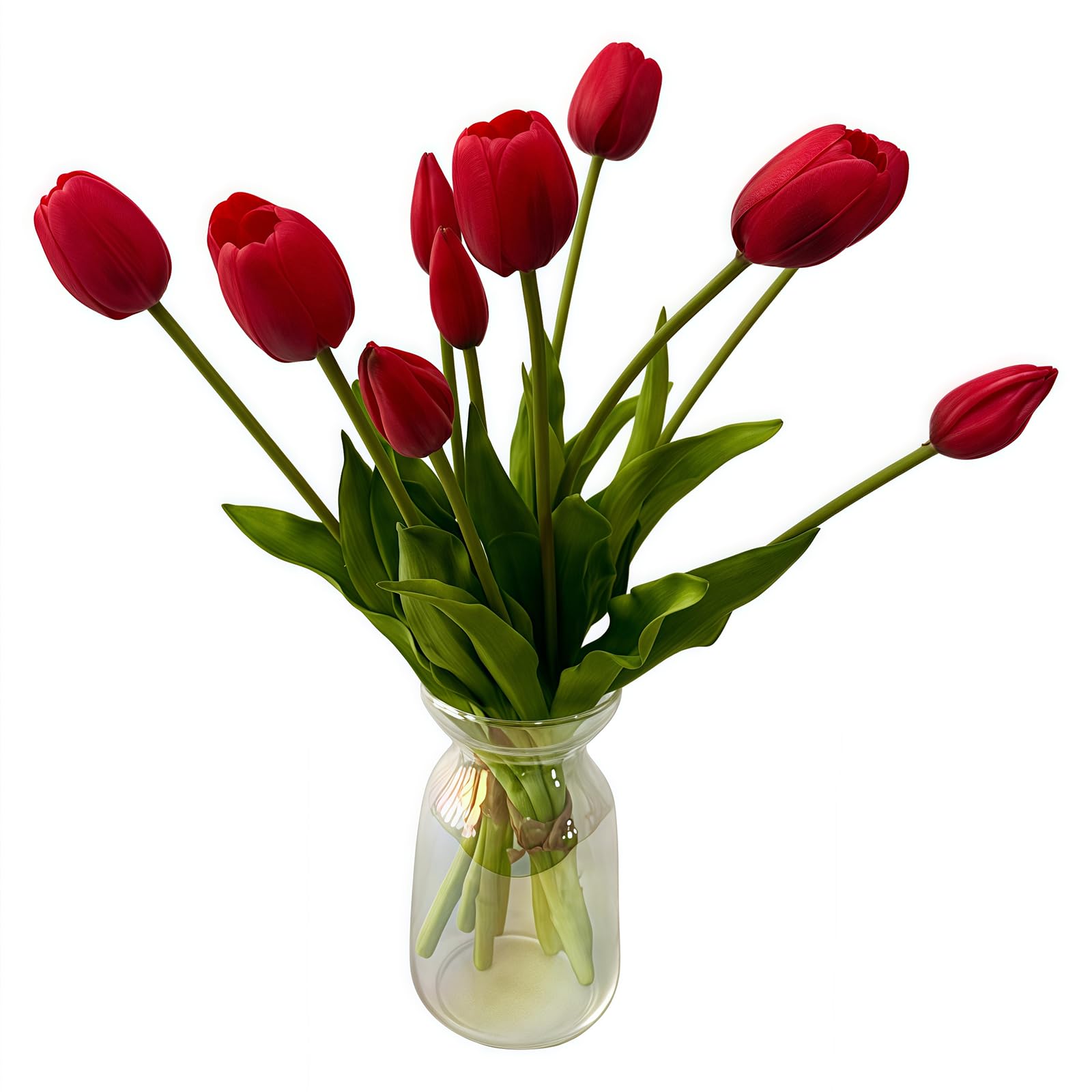 10PCS Aoivrb Artificial Tulip Flowers Real Touch Latex Red