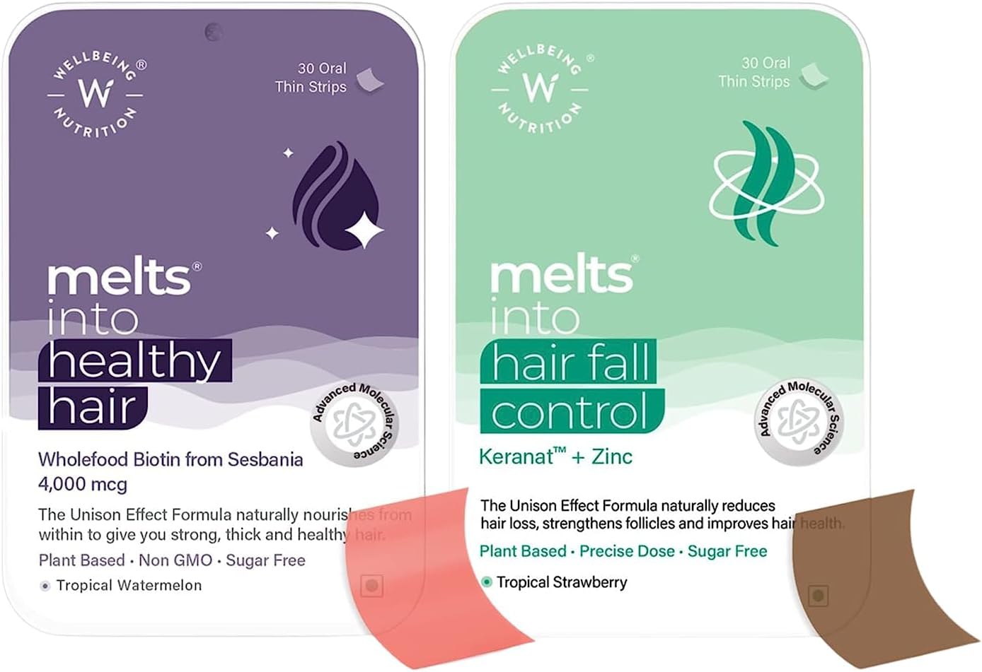 Green Velly WN Complete Hair Fall Control Kit | Melts Healthy Hair + Melts Hair Fall Control with Keranat, Natural Biotin & Virgin Coconut Oil (60 strips)