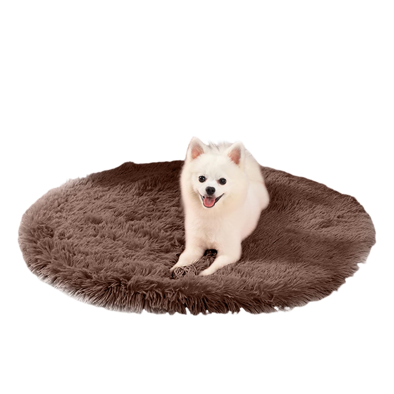 PETCUTE Round Dog Bed Mat,Washable Warm Dog Bed Blanket, Ultra Soft Long Plush Pet Cushion, Deluxe Plush Dog Mat with Anti-Slip Bottom,for Household Small and Medium Large Pets, Dog,Cat