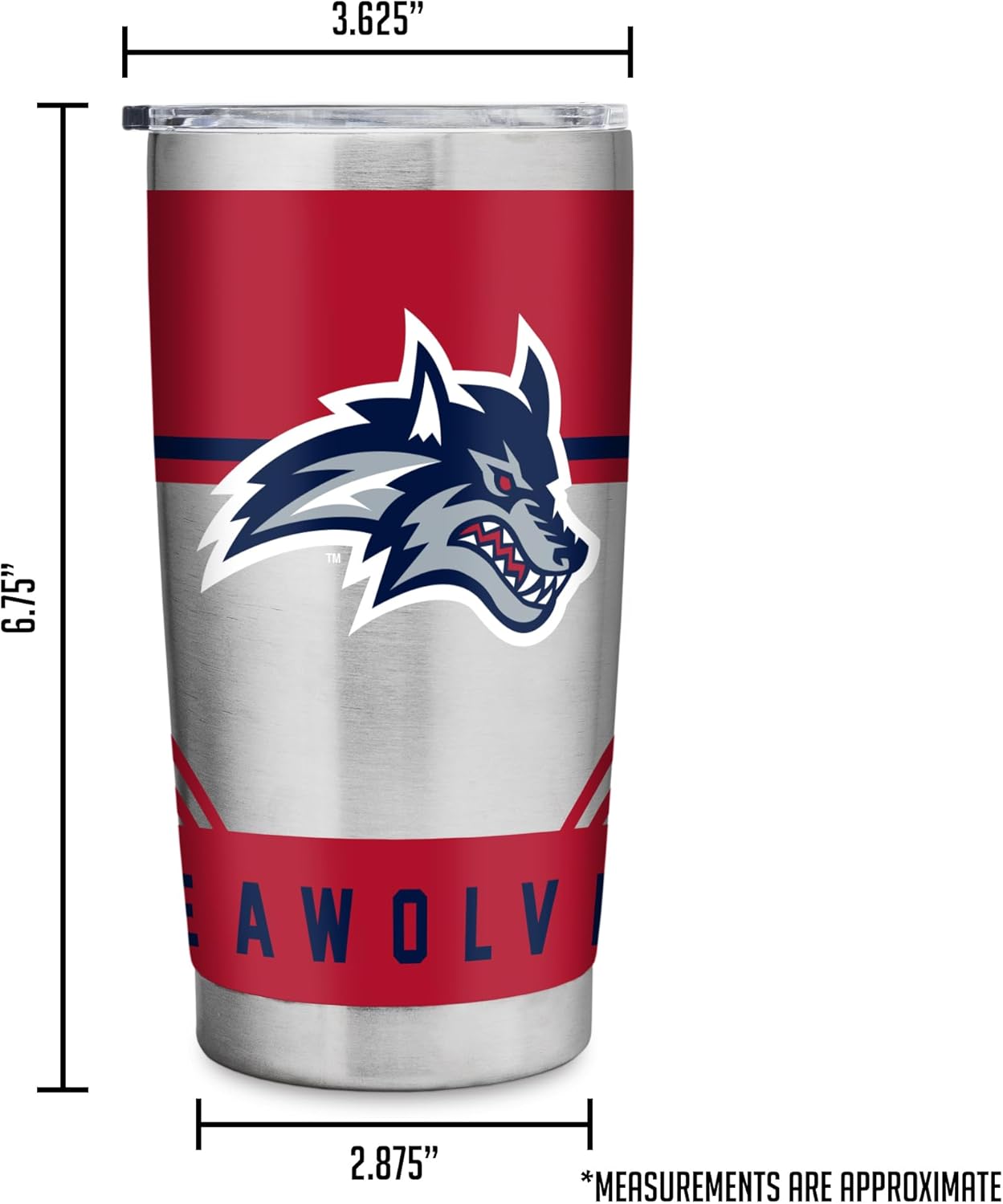 Rico Industries NCAA Stony Brook Seawolves Standard 20oz Stainless Steel Tumbler with Lid - Great For Coffee, Tea, Water or Cocktails - Image 8
