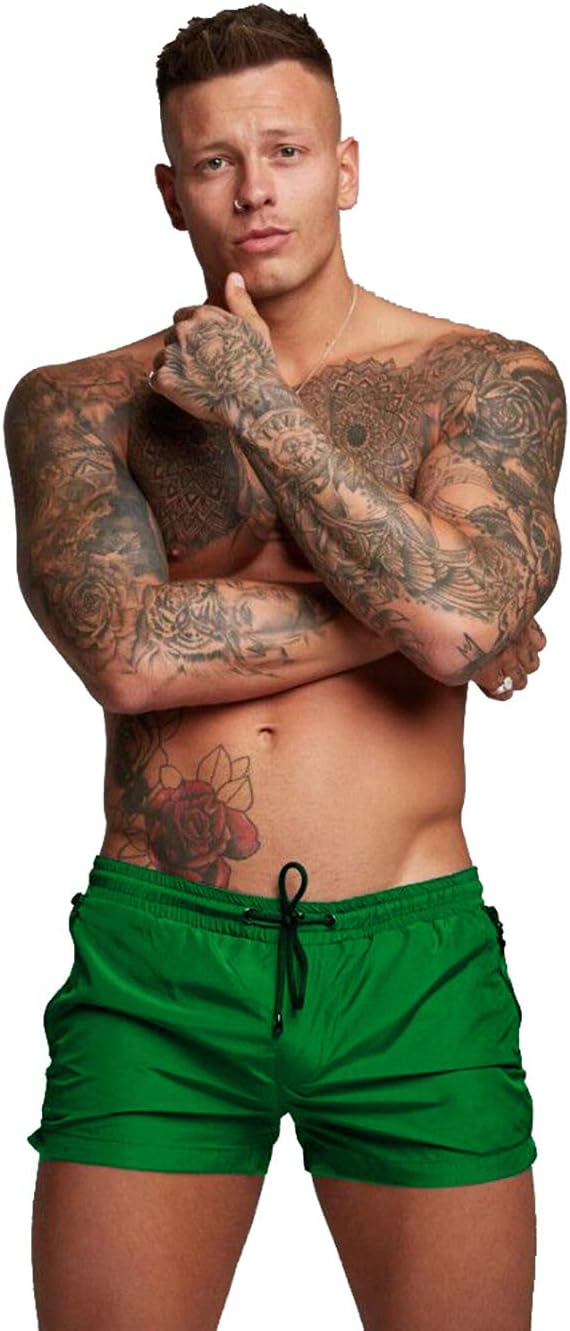 TONLEN Mens Swimwear Sports Shorts Swim Trunks with Zipper Pockets