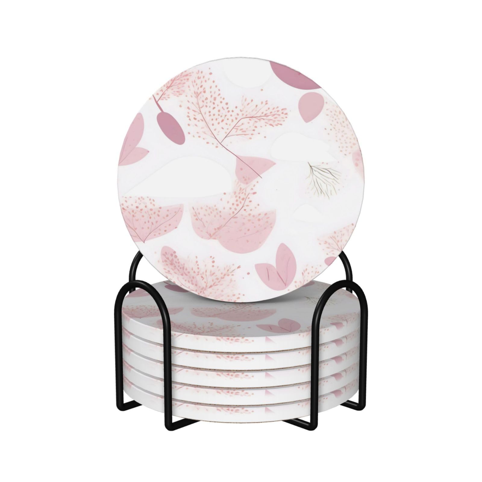 Dessous de verre pour tasse à café et thé lot de 6 céramique fleurie