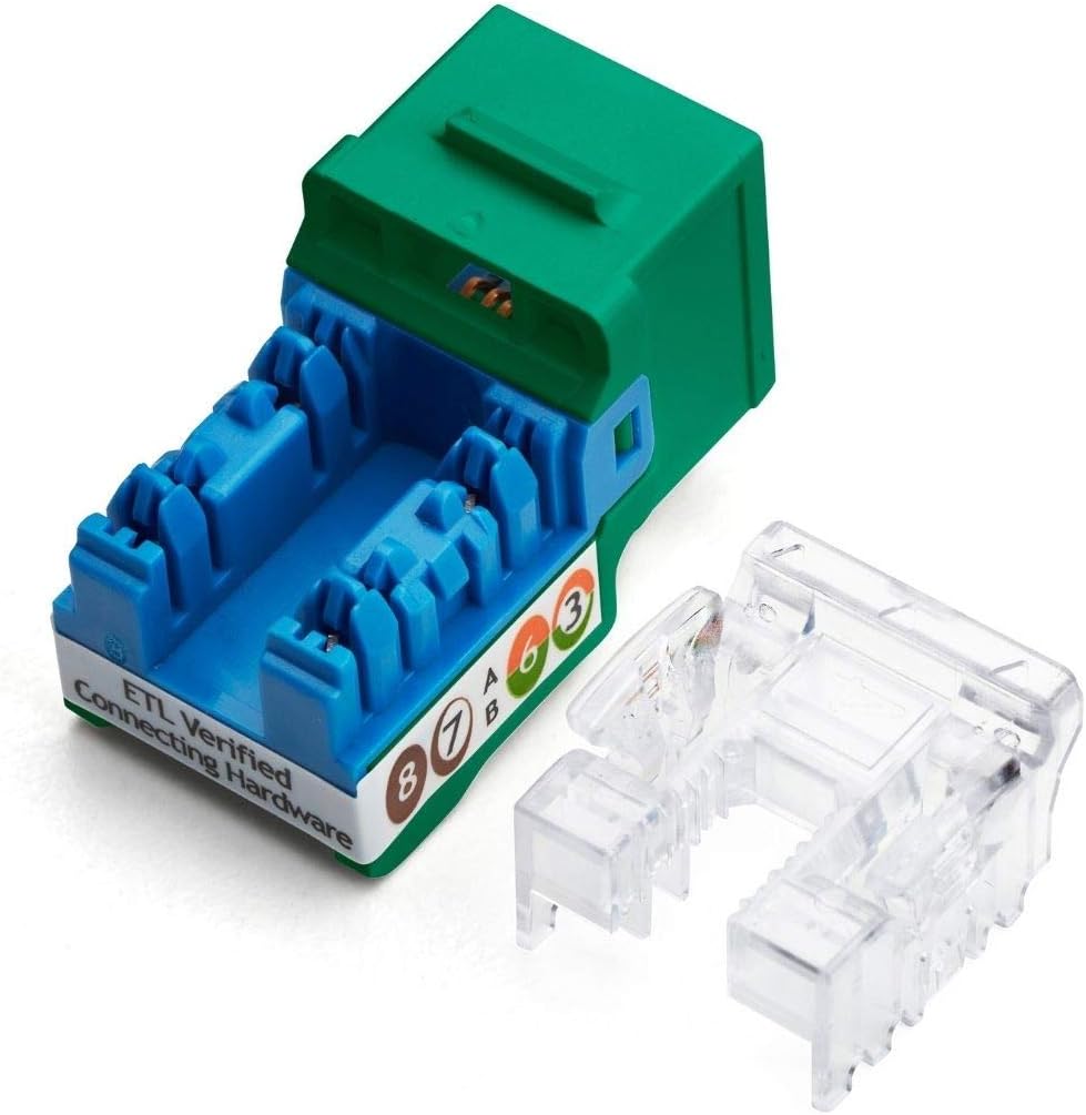 Exclusive Special trueCABLE Cat6 Keystone Jack, Unshielded (UTP), 90 Degree Punch-Down, UL Listed, ETL Verified, ANSI/TIA Certified, Modular RJ45 Female, Green, 48 Pack