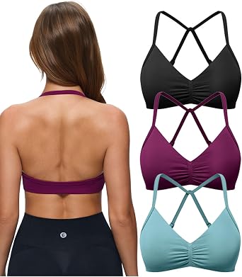 Evercute Womens Convertible Sports Bras, 2 Way Back Strap Halter & Strappy