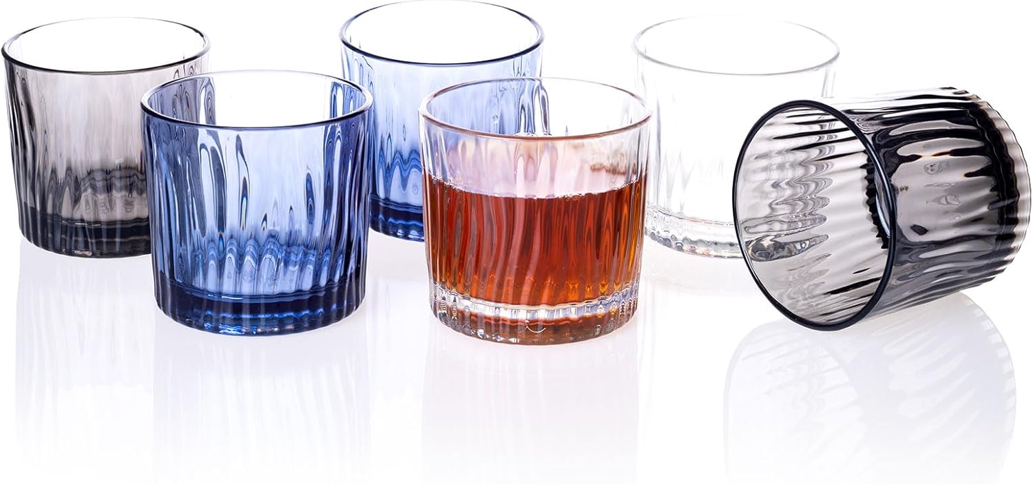 BELLAFORTE Plastic Whiskey Glasses Set of 4, 10oz