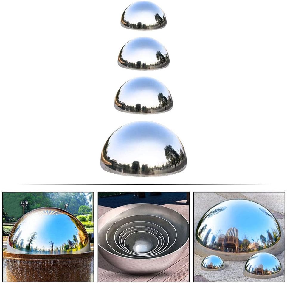 DULAI 4Pcs Disco Ball Rainbow Gazing Globe Hollow Hemisphere Ball Gazing Globe Mirror Ball Mosaic Gazing Ball Polished Garden Sphere Metal Decor Reflective Ball Stainless Steel Spherical, Silver