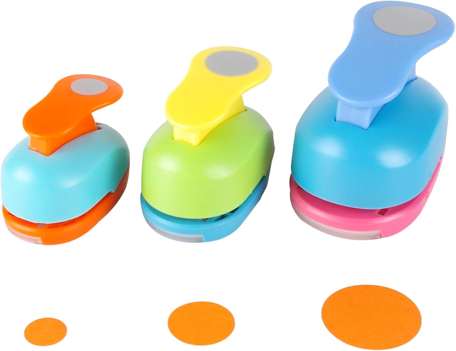 circle punch 3/8+5/8+1 inch craft lever shape lever punch handmade paper candy color by random 3/8+5/8+1 inch?8mm+16mm+25.4mm? 0.325+0.625+1 circle