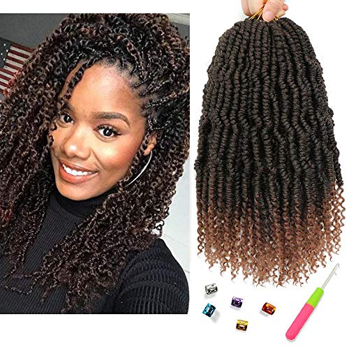 Spring Twist Crochet Hair Passion Twist Hair 14 Inch 6 Packs Pre looped Bomb Twists Braiding Hair Crochet Braids Fluffy Pretwisted Synthetic Hair Extension