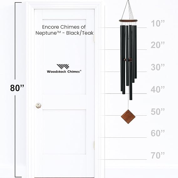 Woodstock Chimes Neptune Wind Chime for Outside 54 Large Black, Deep Tone Sound for Outdoor Garden, Patio, Porch Decor, Encore Collection DCKT54
