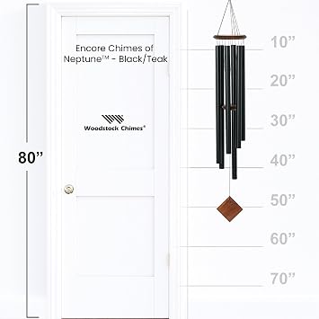 Woodstock Chimes Neptune Wind Chime for Outside 54 Large Black, Deep Tone Sound for Outdoor Garden, Patio, Porch Decor, Encore Collection DCKT54