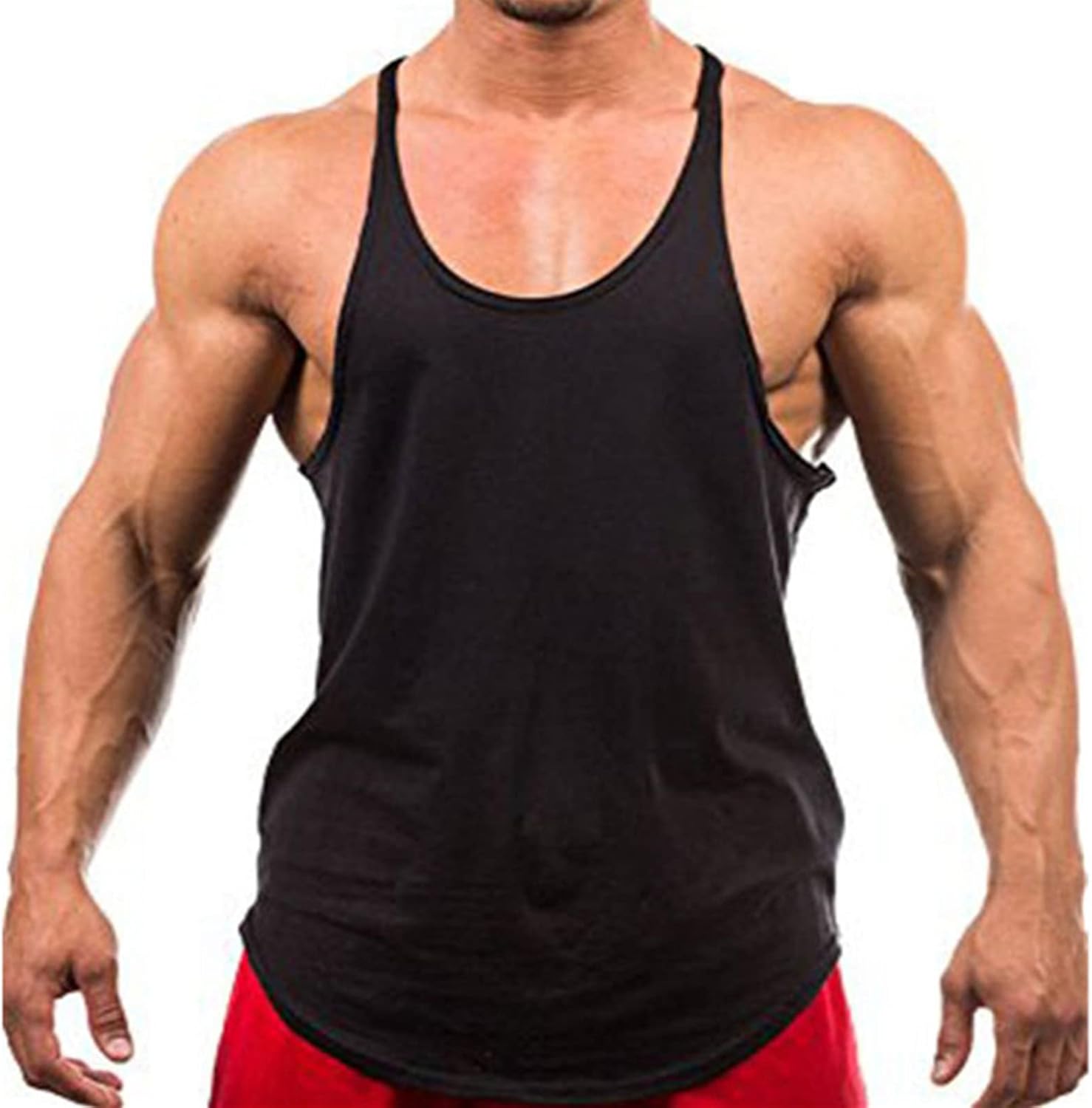 ZUEVI Men's Stringer Tank Tops Muscule Cut Bodybuilding Gym Vest Y-Back Workout Sleeveless T-Shirt - Image 2