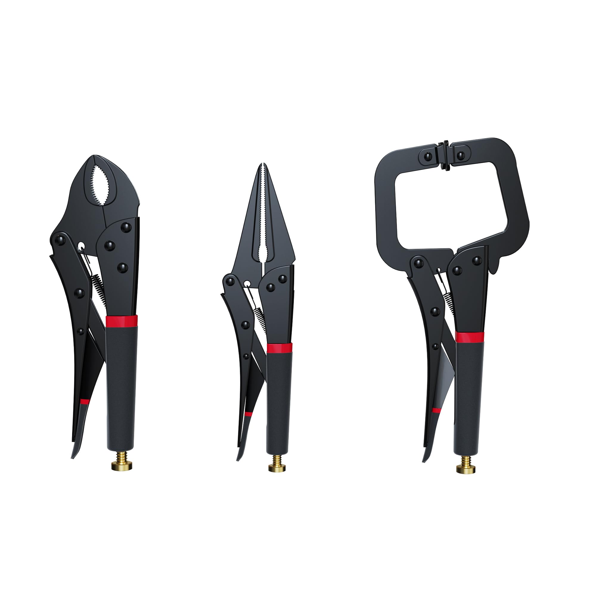 CCLIFE 3-częściowy zestaw szczypiec chwytających, wielofunkcyjne szczypce chwytne, zakrzywione szczęki, szczypce zamykające C do precyzyjnej pracy, blokowanie Pliers, spawanie DIY