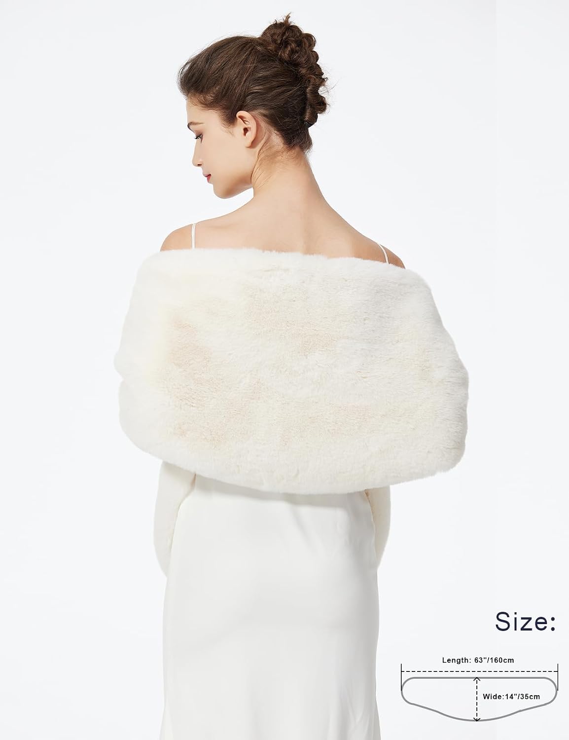 BEAUTELICATE Luxury Faux Fur Shawl Bridal Party Evening/Wedding Wrap Stole Winter image 3