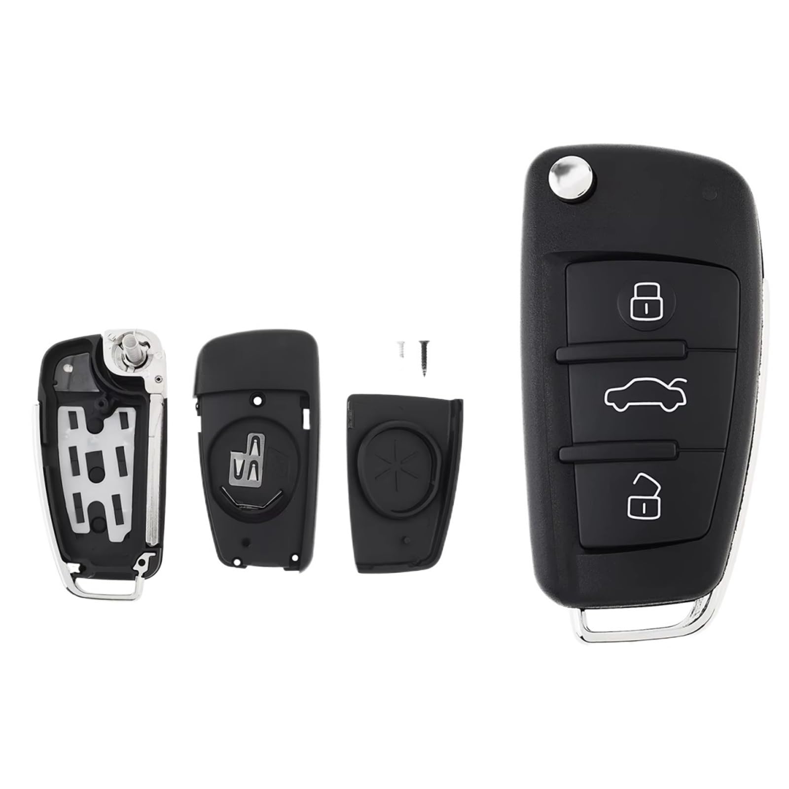 Compatibile Con Per Q7 2007 2008 2009 2010 2011 2012 2013 S6 Custodia Telecomando Auto A 3 Pulsanti Ribaltabile Chiavi