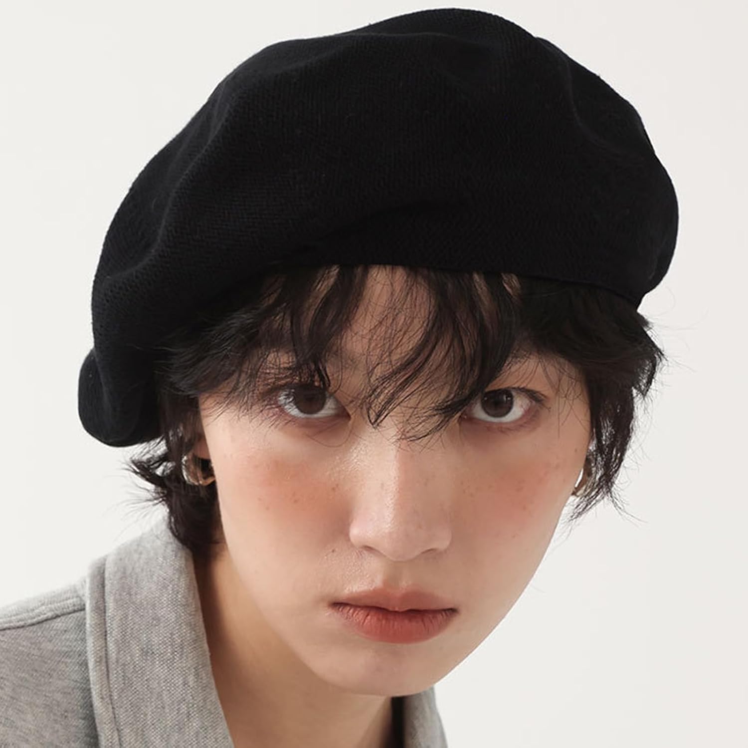 Beret Hat for Women Knitted Cotton French Hat Slouchy Casual Chic Loose Soft Cap Solid Color - Image 4
