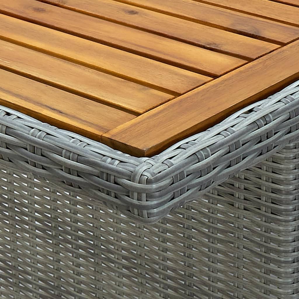 Patio Table,Outdoor Dining Table,Outdoor Patio Furniture, Outdoor Coffee Table, Garden Table, Balcony Table,Rectangle Table,for Lawn,Backyard,Porch, Light Gray Poly Rattan and Solid Acacia Wood