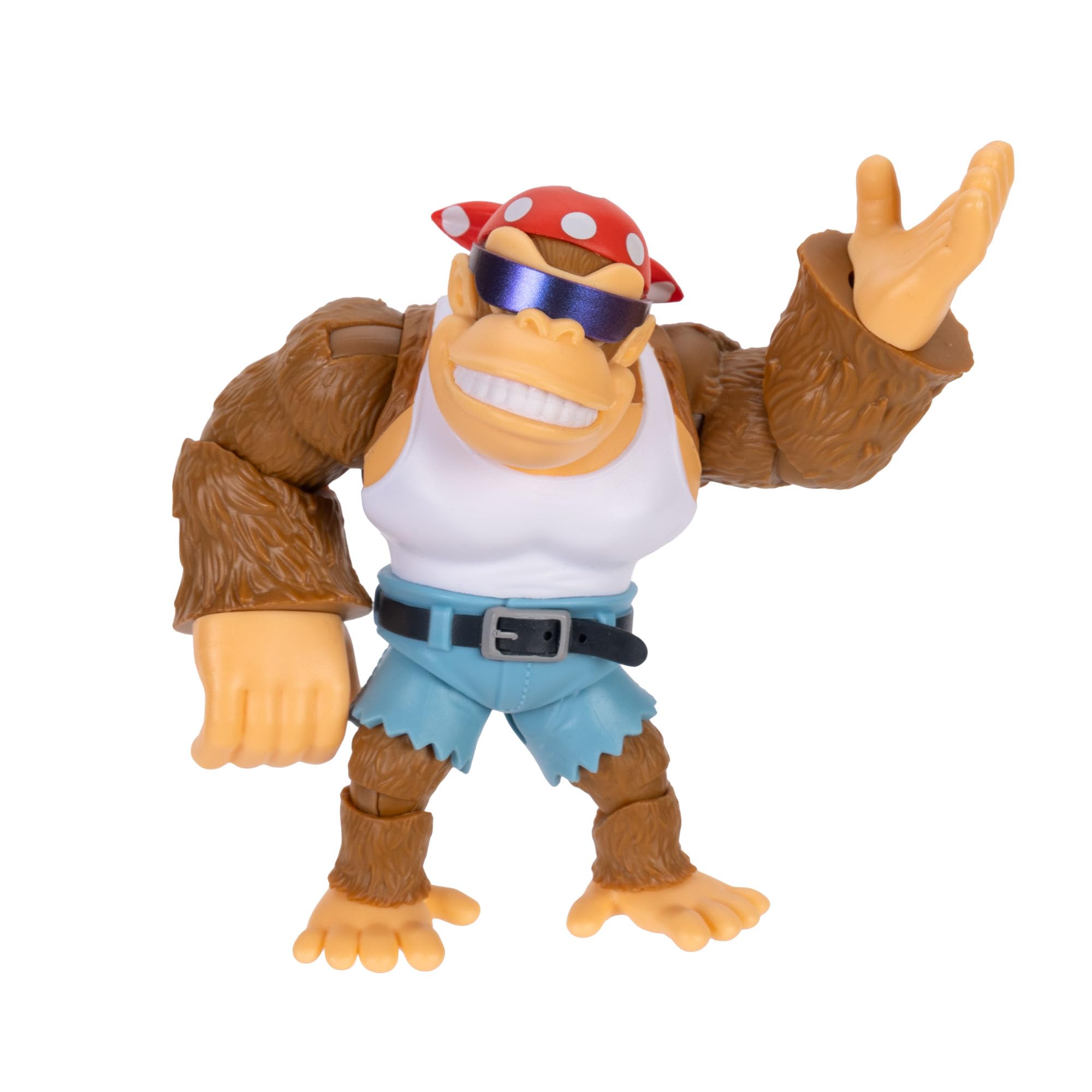 Nintendo Donkey Kong Funky Kong Figurine 4", Banana Coin Accessory Included, Officially Licensed by Jakks Pacific