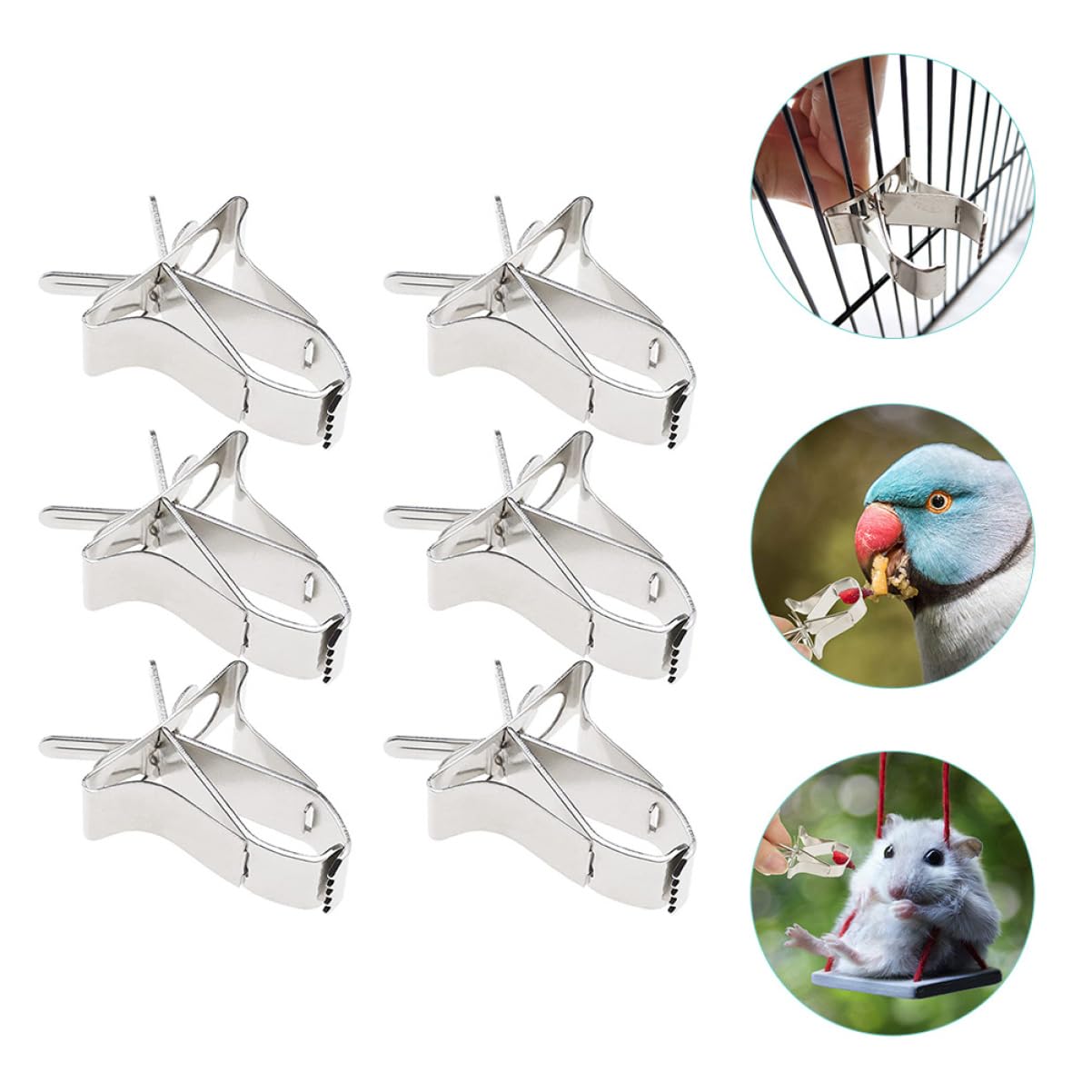 VANZACK 30piezas Clips De Fruta para Pájaros Accesorios De Alimentación para Jaulas Soporte De Acero Inoxidable para Comida De Aves y Pequeños Roedores