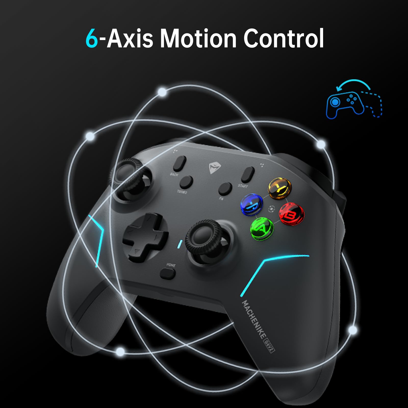 Machenike G6V2 Controller, 2 motori a bobina mobile HD, joystick TMR con coppia regolabile, 2 trigger TMR, pulsanti ABXY facilmente intercambiabili, 4 pulsanti programmabili, 1000 Hz, 1200 mAh, Grigio