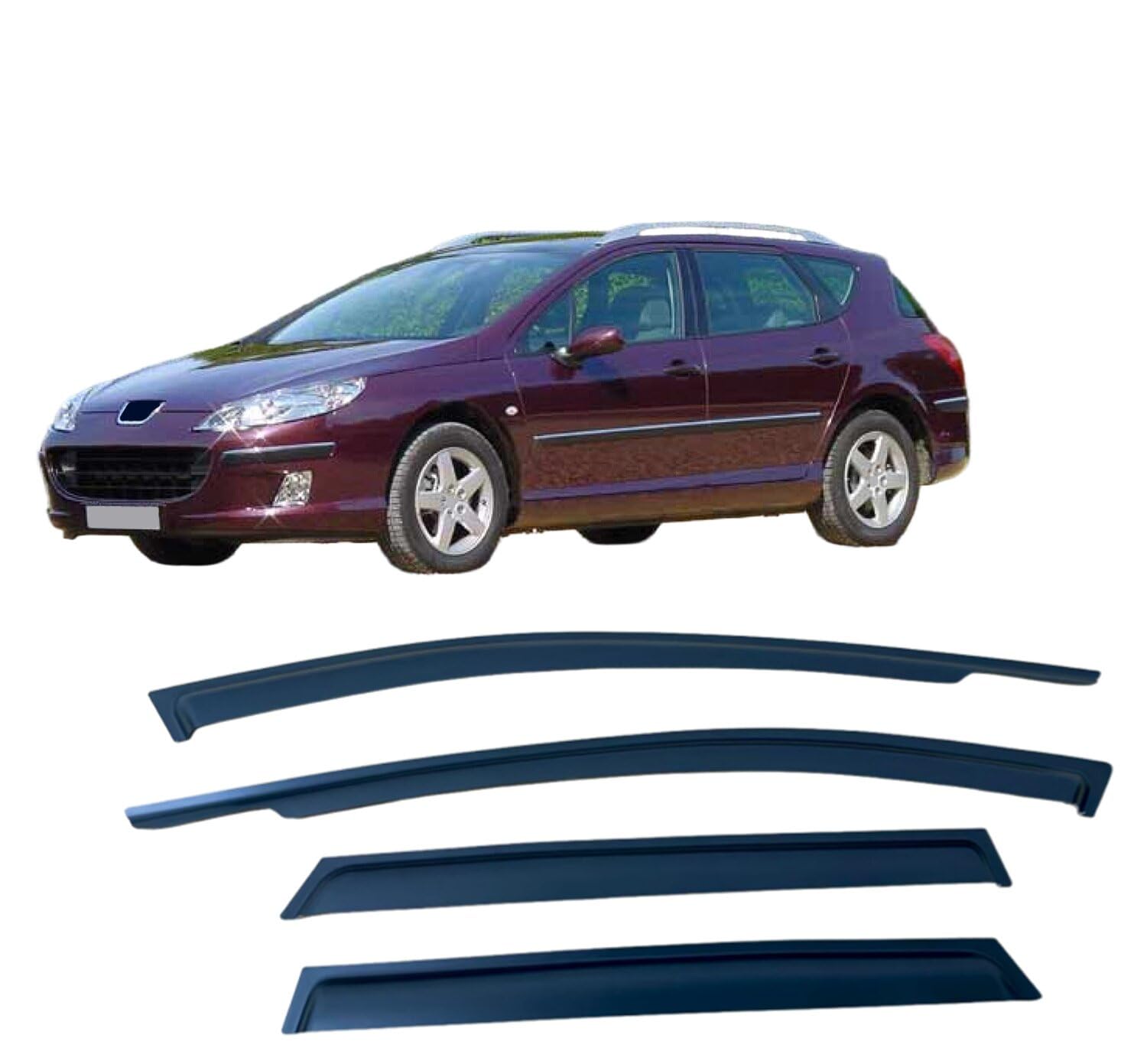 Déflecteurs pour Peugeot 407 SW 2004-2011 anti-buée et anti-bruit pour vitres latérales
