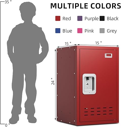 Miniatura 10 de Armario de almacenamiento de metal con cerradura con estante para casillero, armario pequeño de 24 pulgadas de alto, organizador de casillero para