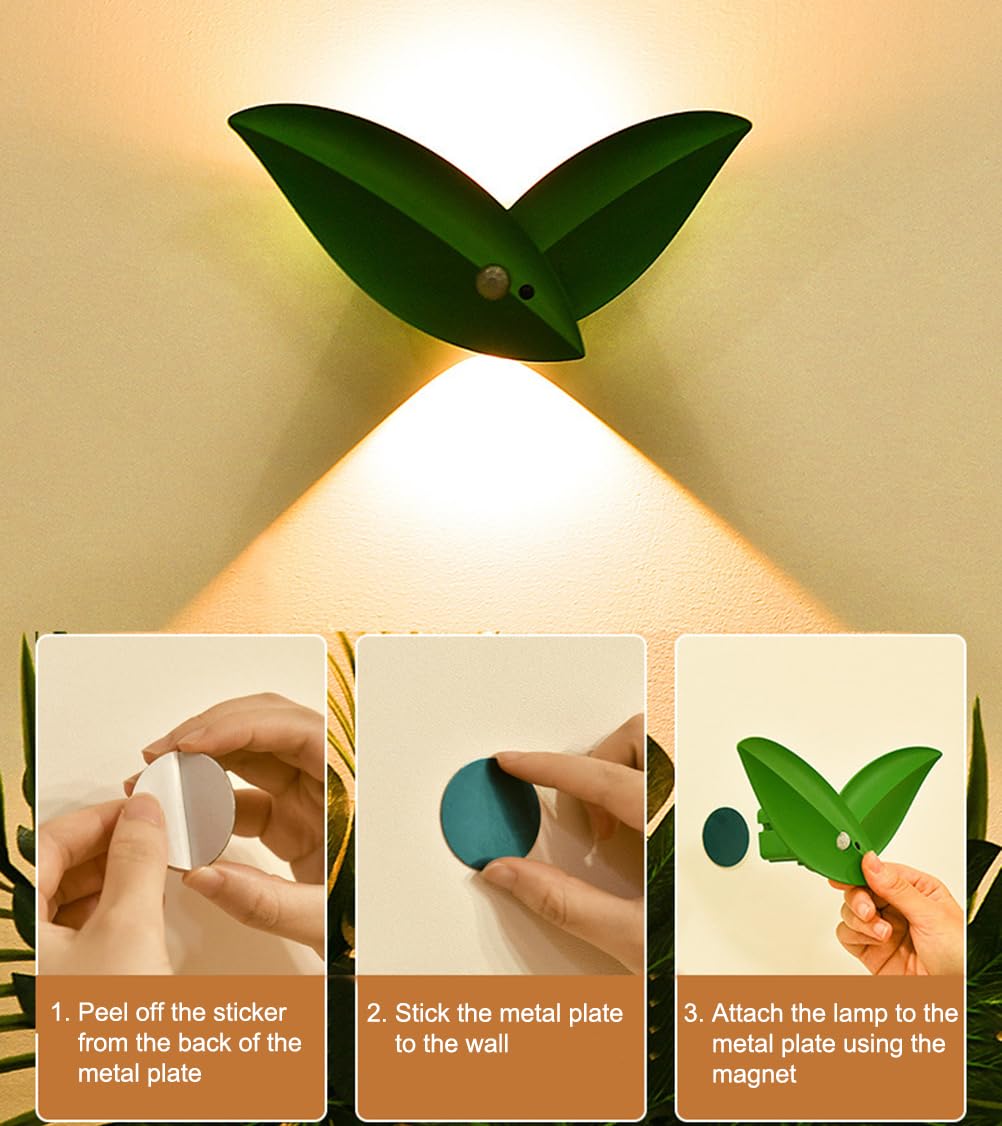 EaEa Aplique de Pared LED Interior con Sensor de Movimiento, Luz Nocturna Inalámbrica Regulable a 3000k con Mando a Distancia, 3 Modos, Lámpara de Pared Recargable Magnético Luz para Escaleras,1pack