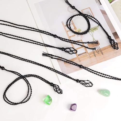 Miniatura 4 de Weryerker Soporte para collar de jaula de cristal de 12 piezas con cordón de collar de 1.57 pulgadas y cordón ajustable tejido a mano