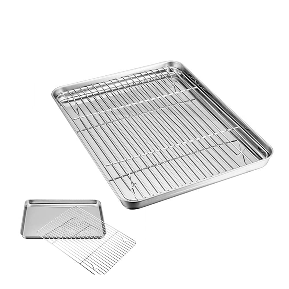 Horno Bandeja para hornear de malla de alambre de acero inoxidable con rejilla de enfriamiento extraíble Juego de bandeja para hornear de acero inoxidable No tóxico, utilizado para horno, apto para