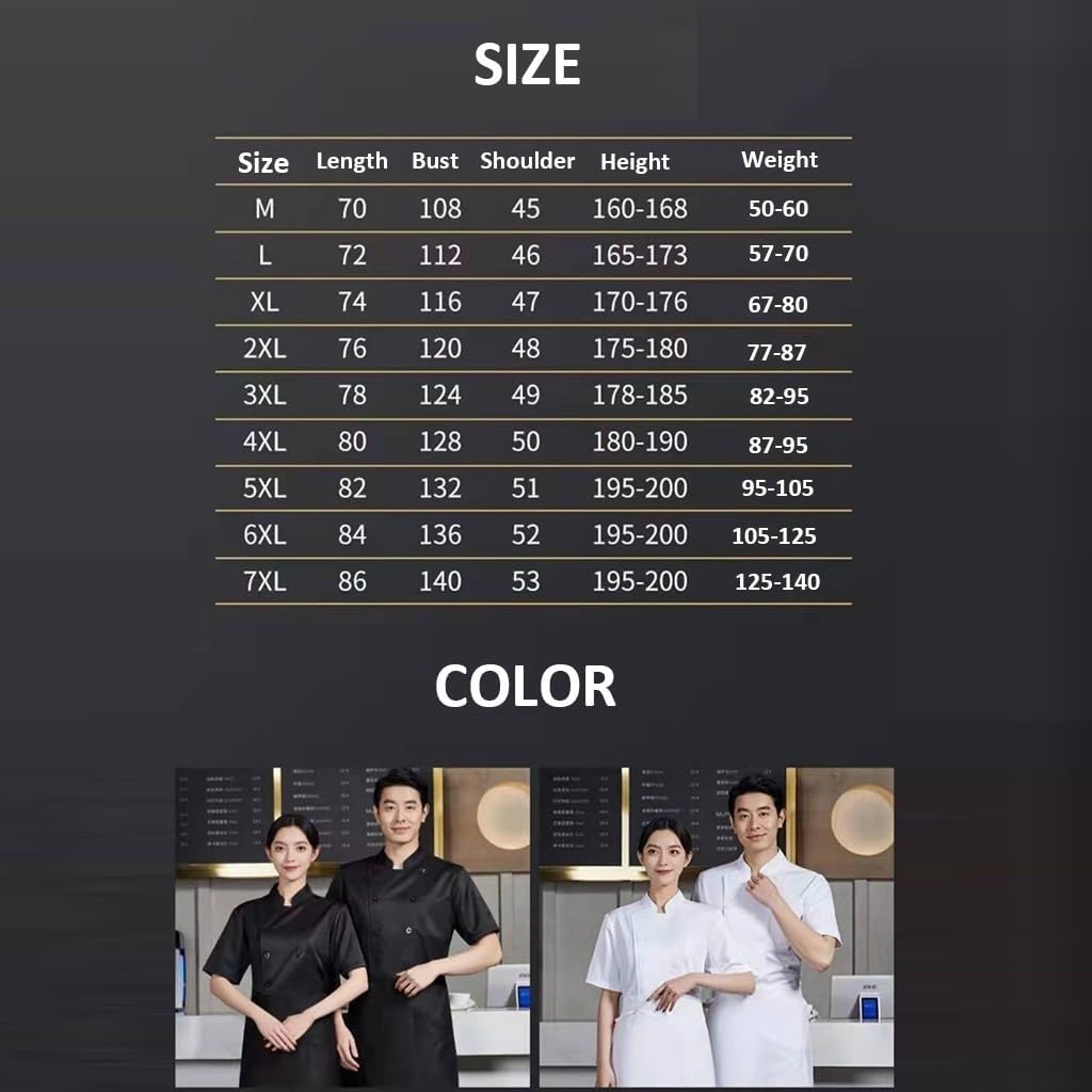 Unisex Chef Coat for Women and Men Chef Jacket Short Sleeve Work Uniform Shirt for Hotel Kitchen Restaurant