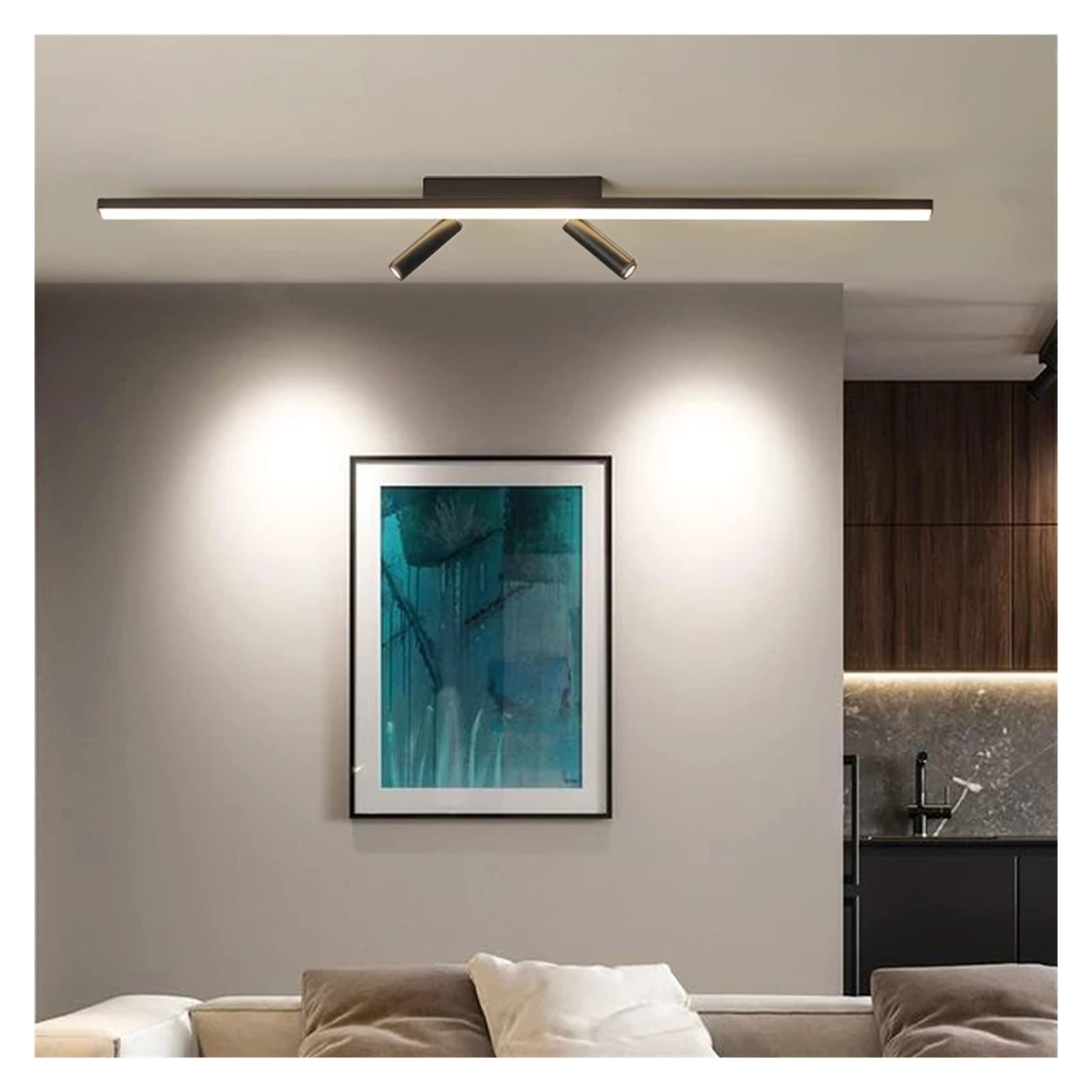 Foyer Sypialnia Gabinet Balkon Lampy Sufitowe Nowoczesna lampa sufitowa led Oświetlenie Oprawy oświetleniowe Kolor Czarny(Warm White NO RC,1200mm)