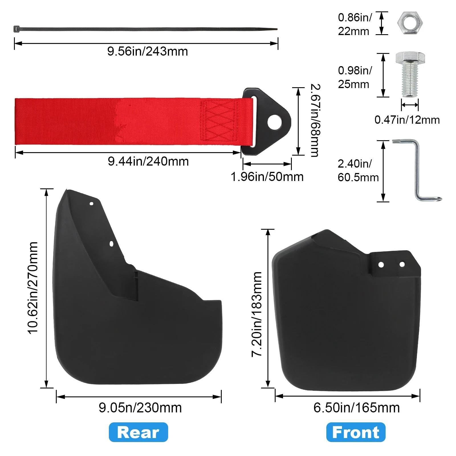 Auto Schlammklappen Für Ford Für Custom Für Transit Für Tourneo 2012-2023 Schmutzfänger Spritzschutz Kotflügel(4Pcs-With Tow Strap)