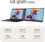 LG gram +view 17MT70 – 17" Lightweight Portable Monitor, WQXGA (2560x1600) IPS, DCI-P3 99%, 16:10 Anti-Glare Display, USB 3.2 Gen1 Type-C, Mini-HDMI, Dual Speakers, Kickstand, Ultra-Slim, Titan Silver