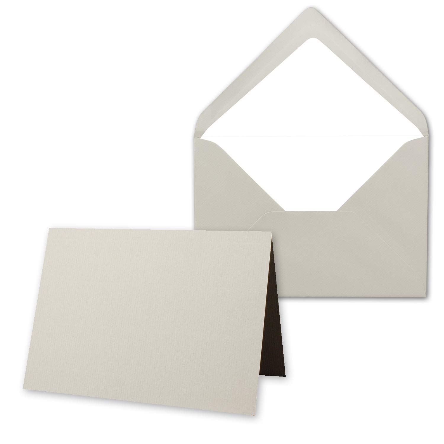 Lot de 100 cartes avec enveloppes à lettres doublées, nervurées, format B6, gris argenté, 12 x 17 cm, fermeture par collage humide NEUSER PAPIER