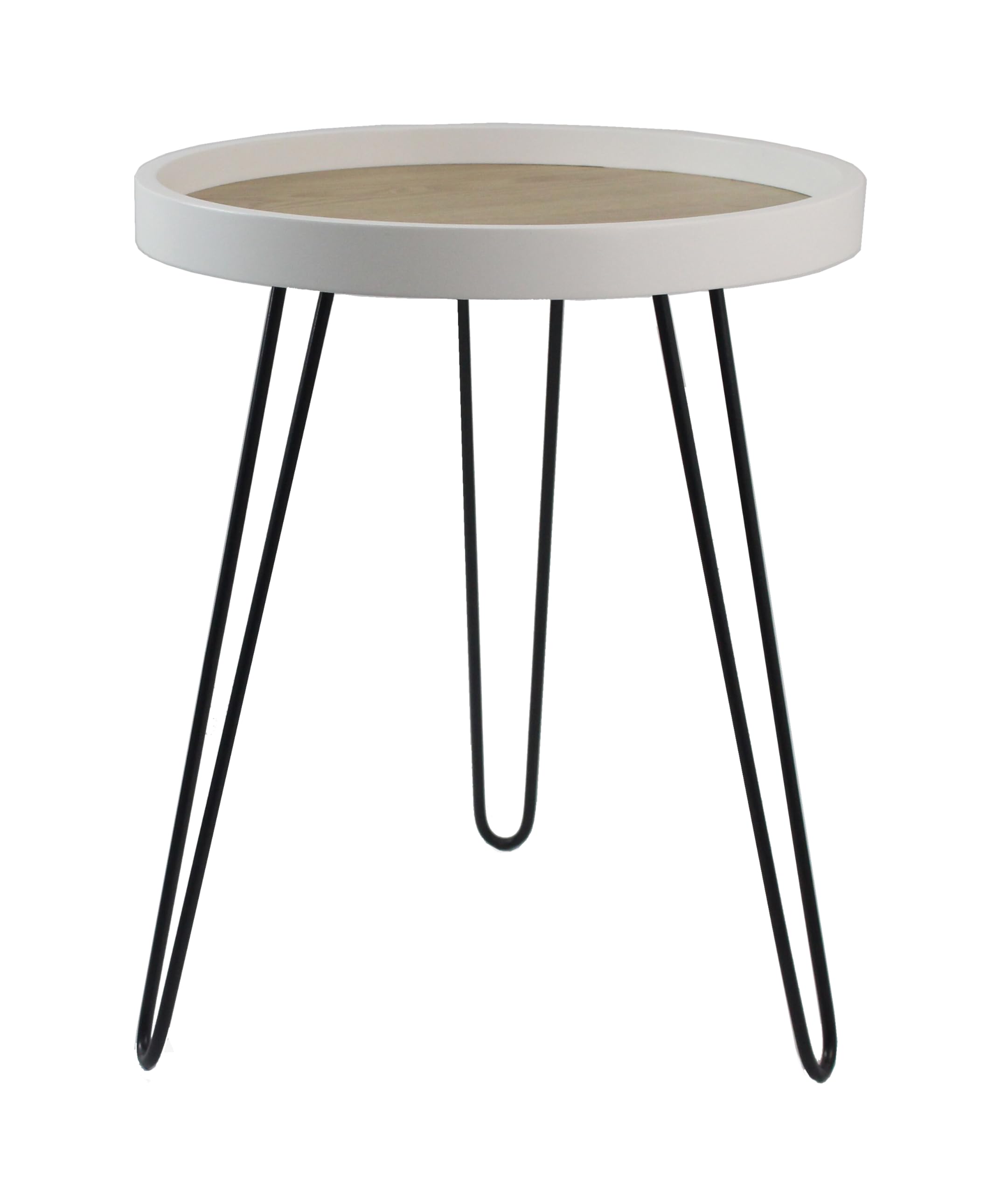 A ASPECT Maisie Wood and Steel Side End Table-Ash Veneer Top, Black Hairpin Style Legs