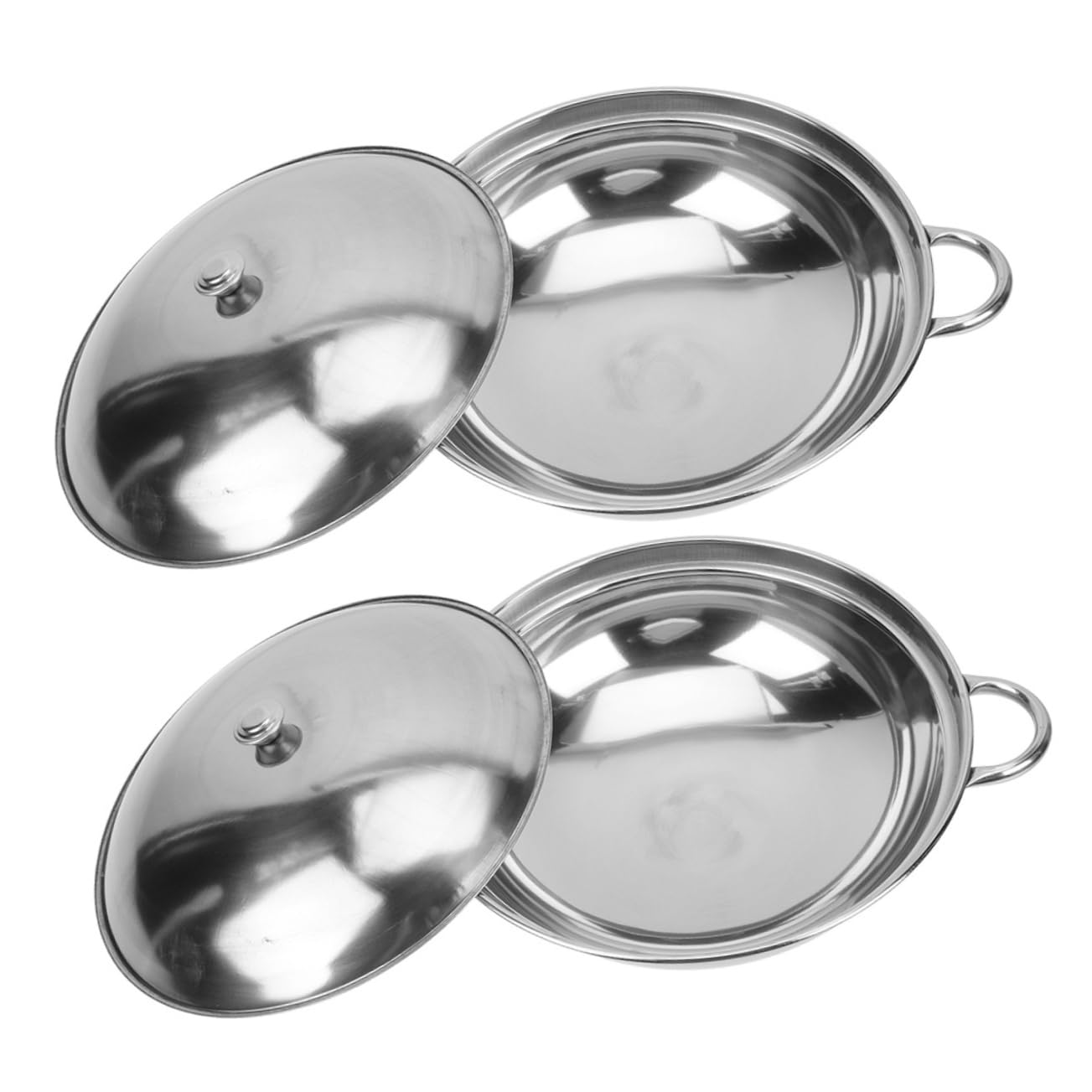 HOLIDYOYO Stainless Steel Pot Set Double Handles Heat Resistant Non-slip Ideal for Hot Pot Seafood Stew